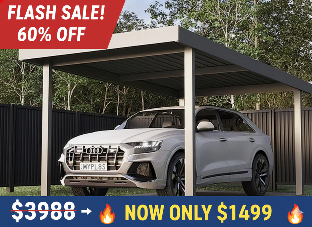 Carport Kit Galvanised COLORBOND Metal Solid Garage Skillion Roof Steel 6m x 3m